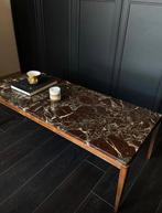 Vintage marmeren tafel met pallisander hout onderstel, Zo goed als nieuw, Minder dan 50 cm, Rechthoekig, 50 tot 100 cm