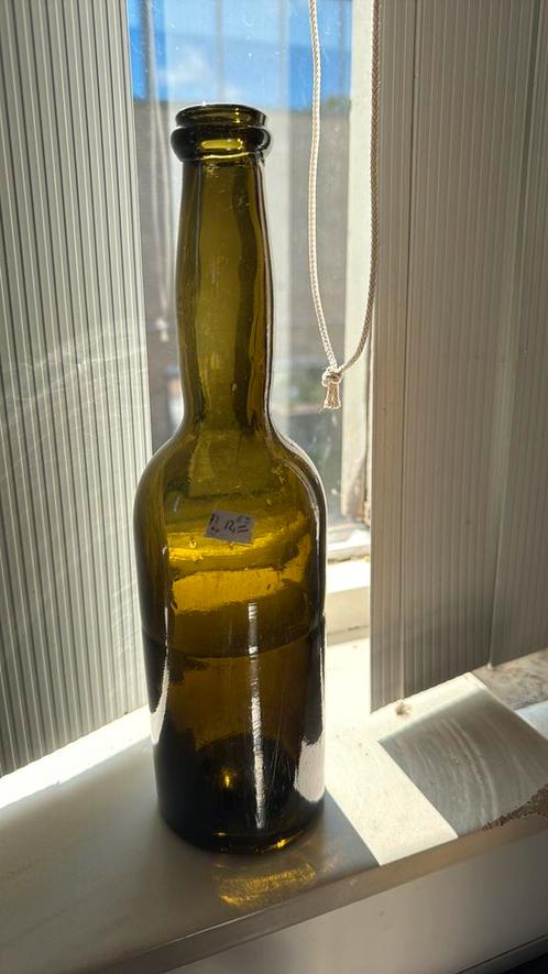 Bodemvondst 1890 Groen fles mondgeblaze aangebrachte lose l, Antiek en Kunst, Antiek | Glas en Kristal, Ophalen of Verzenden