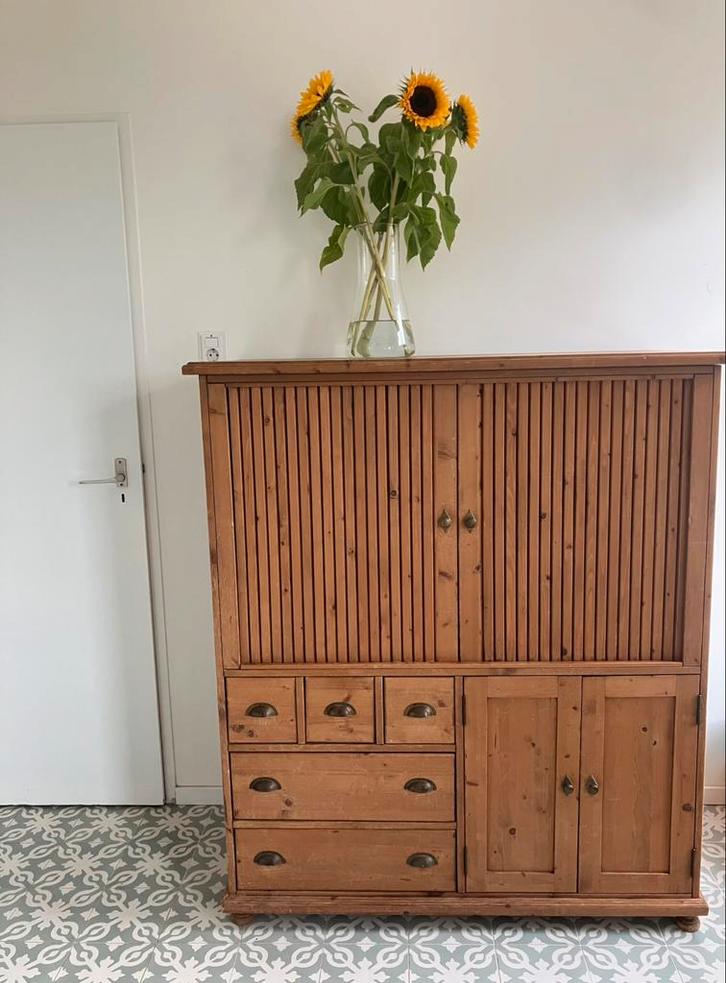 Vintage massief grenen kast tvkast computerkast, Huis en Inrichting, Kasten | Overige, Gebruikt, Ophalen
