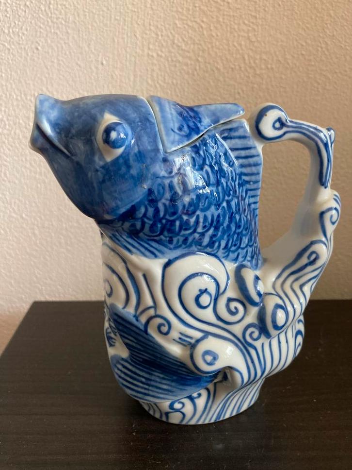 Koi Karper Theepot - Blauw Wit Porselein, Antiek en Kunst, Antiek | Keramiek en Aardewerk, Ophalen of Verzenden