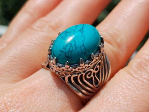 Vanoli 925 zilveren ring met turquoise 18,5, Sieraden, Tassen en Uiterlijk, Ringen, Nieuw, Dame, 18 tot 19, Blauw, Zilver, Met edelsteen