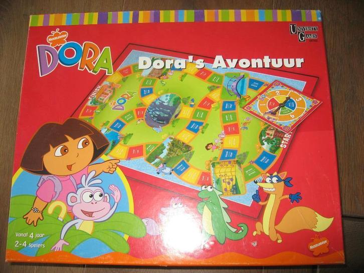 Dora's avontuur, bordspel vanaf 4 jaar, Hobby en Vrije tijd, Gezelschapsspellen | Bordspellen, Zo goed als nieuw, Een of twee spelers