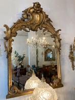 Echte antieke Franse spiegel verguld, Ophalen, Rechthoekig, Minder dan 50 cm