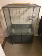 Vogelkooi met onderstel op wielen met opbergvakken, Ophalen, Zo goed als nieuw, Aluminium, Vogelkooi