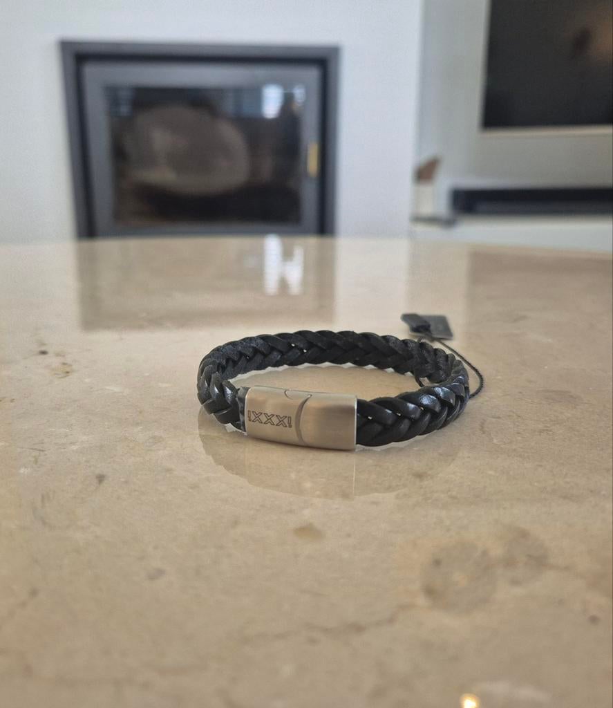 Ixxxi Heren Armband Zwart Leer Maat 20 - Nieuw!, Ophalen of Verzenden, Nieuw, Zwart, Leer