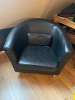 Leren fauteuil zwart, Huis en Inrichting, Fauteuils, Ophalen, Gebruikt, 75 tot 100 cm, 50 tot 75 cm