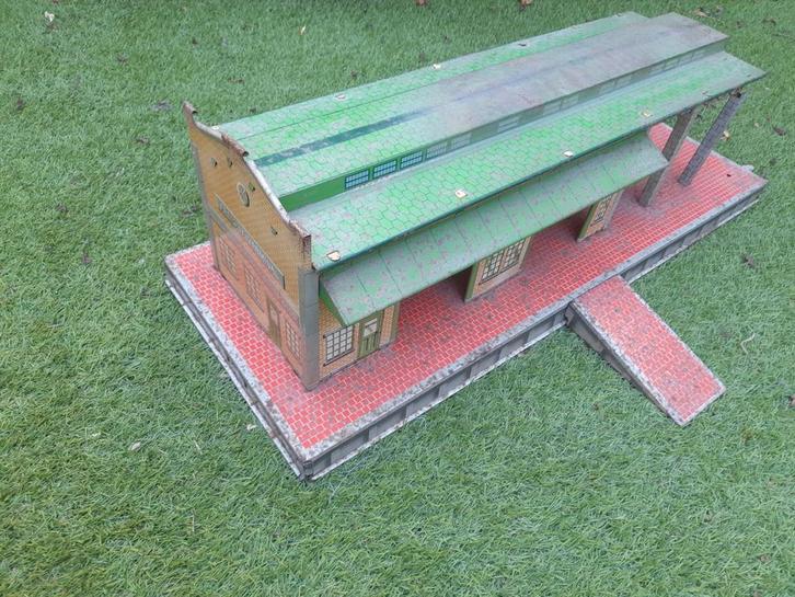 Oud Blikken Treinstation Marx, Hobby en Vrije tijd, Modeltreinen | H0, Gebruikt, Brug, Tunnel of Gebouw, Gelijkstroom of Wisselstroom