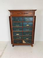 Antieke Blauwe Archiefkast – Met Originele Kartonnen Lade, Ophalen