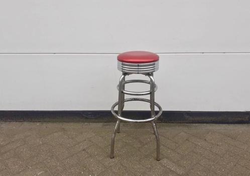 Verchroomde Amerikaanse Barkruk, Huis en Inrichting, Barkrukken, Gebruikt, 60 tot 90 cm, Metaal, 1 kruk, Ophalen of Verzenden