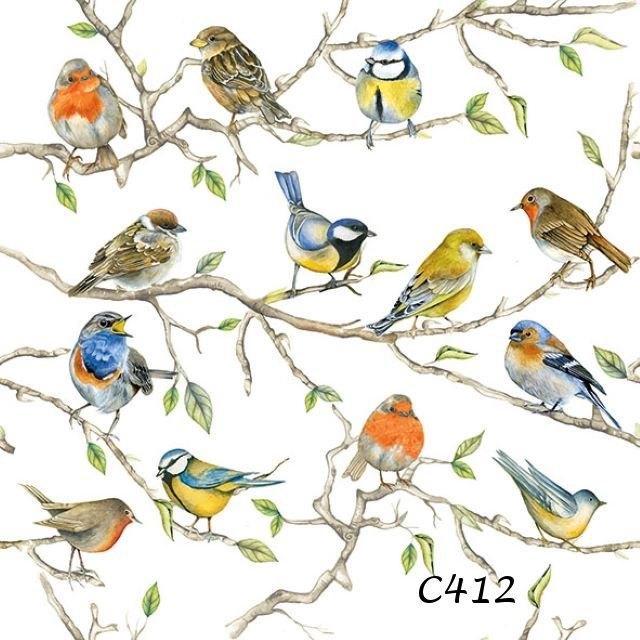Servetten decoupage/bullet journal – vogels C412, Hobby en Vrije tijd, Knutselen, Nieuw, Materiaal, Verzenden