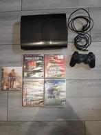 Playstation 3 + spellen, Spelcomputers en Games, Spelcomputers | Sony PlayStation 3, 120 GB, Met 1 controller, Gebruikt, Ophalen