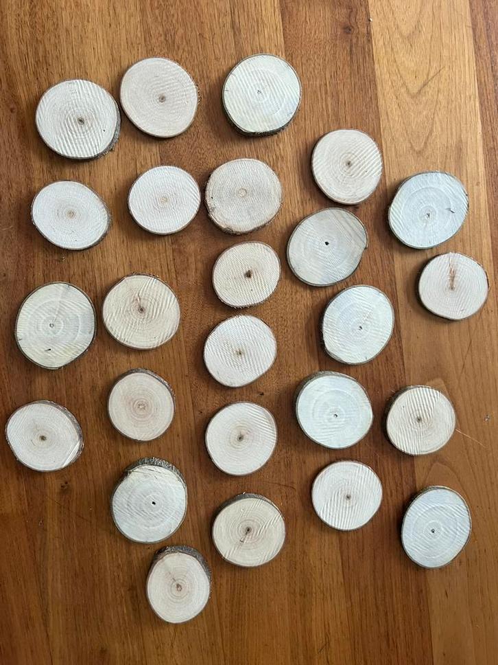 30 Eco Houtschijfjes  droog3,5-4,5cm houtbranden bloemschik, Hobby en Vrije tijd, Knutselen, Nieuw, Materiaal, Ophalen of Verzenden