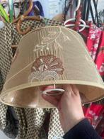 Vintage gouden brokaat geborduurd bloem lampenkap kapje boho, Bruin, Rond, Ophalen of Verzenden, Zo goed als nieuw