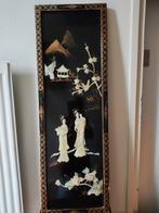 Prachtig groot oud Japans paneel ingelegd met parelmoer, Antiek en Kunst, Kunst | Niet-Westerse kunst, Verzenden