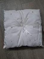 Handgemaakte ringenkussen trouwen glaskraal zijde c018, Ophalen of Verzenden, Nieuw, Wit, Accessoires