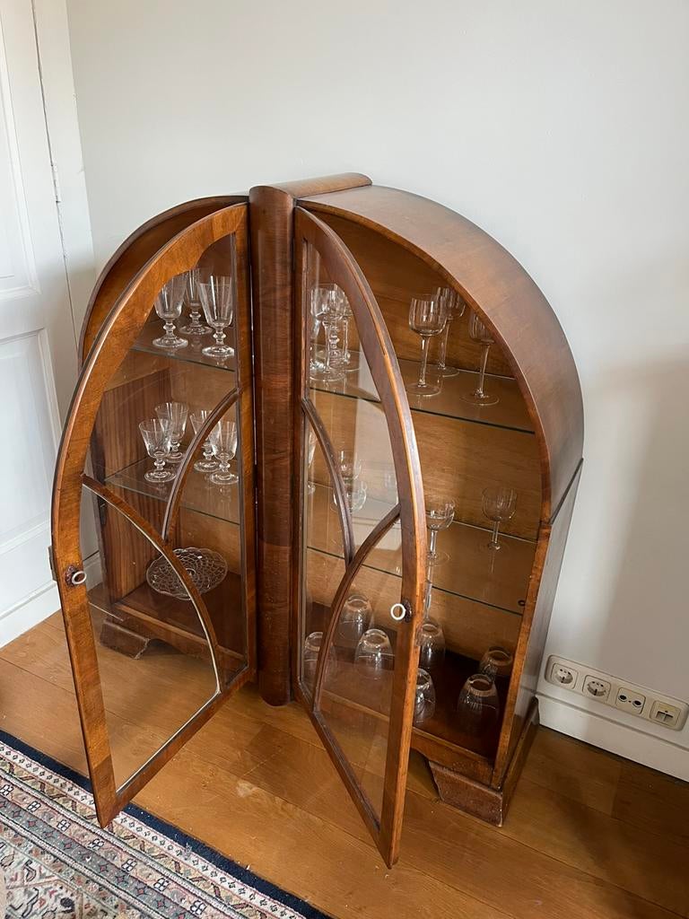 Art Deco vitrinekast, Huis en Inrichting, Kasten | Vitrinekasten, Ophalen, 100 tot 150 cm, 100 tot 150 cm, Zo goed als nieuw