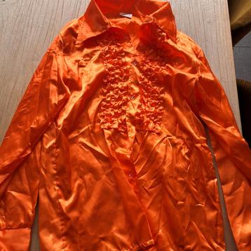 Oranje blouse met ruches beschikbaar voor biedingen