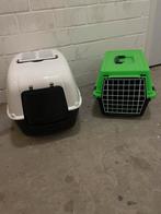 Ferplast vervoersbox groen + Kattenbak, wit, Ophalen of Verzenden, Zo goed als nieuw