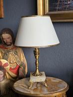 Vintage lamp met marmeren voet en ronde kap., Ophalen of Verzenden, Zo goed als nieuw, Minder dan 50 cm