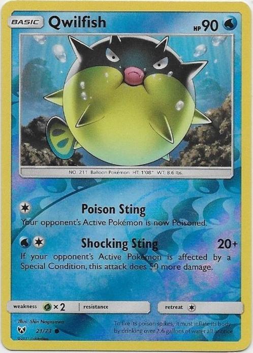 Shining Legends,  Qwilfish [reverse] 21/73, Hobby en Vrije tijd, Verzamelkaartspellen | Pokémon, Nieuw, Losse kaart, Verzenden