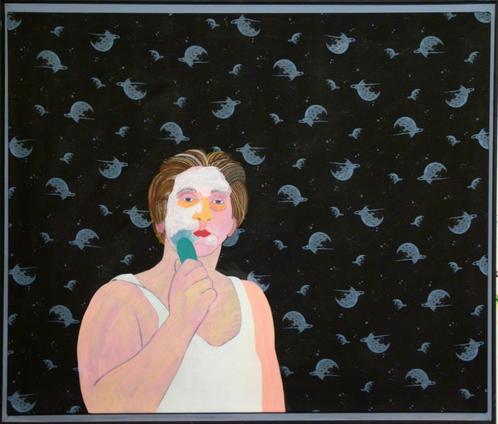 TE KOOP Zelfportret van Dorian Hiethaar, Antiek en Kunst, Kunst | Schilderijen | Klassiek, Ophalen