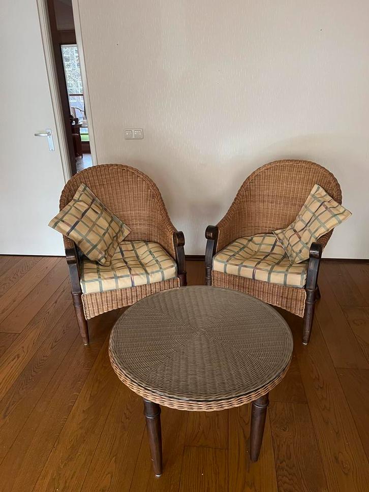 Vintage Rotan setje, Huis en Inrichting, Stoelen, Gebruikt, Eén, Riet of Rotan, Bruin, Ophalen