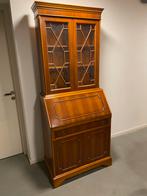 Klassieke Engelse secretaire met vitrine, Ophalen, Gebruikt, Eikenhout, 50 tot 100 cm
