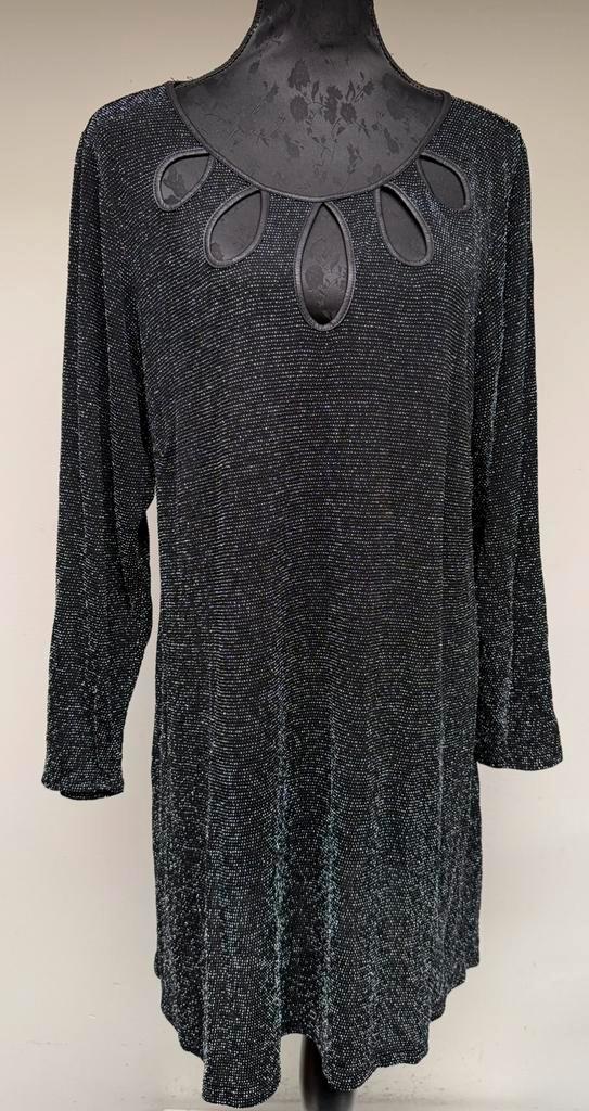 Superleuke zwart/zilveren tuniek mooie halslijn MAGNA 52/54, Kleding | Dames, Grote Maten, Zo goed als nieuw, Blouse of Tuniek