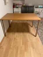 Eettafel 130 bij 80 rvs poten en massief eiken blad, Huis en Inrichting, Tafels | Eettafels, Ophalen, 100 tot 150 cm, 50 tot 100 cm