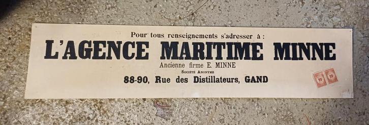 L'Agence Maritime Minne - Vintage Reclamebord, Antiek en Kunst, Antiek | Schoolplaten, Geschiedenis, Ophalen of Verzenden