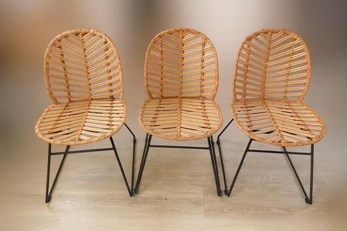 Rotan eetkamer stoelen (3 stuks), Huis en Inrichting, Stoelen, Zo goed als nieuw, Riet of Rotan, Bruin, Ophalen