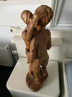 Houten Beeld: Man en Vrouw, Antiek en Kunst, Ophalen of Verzenden