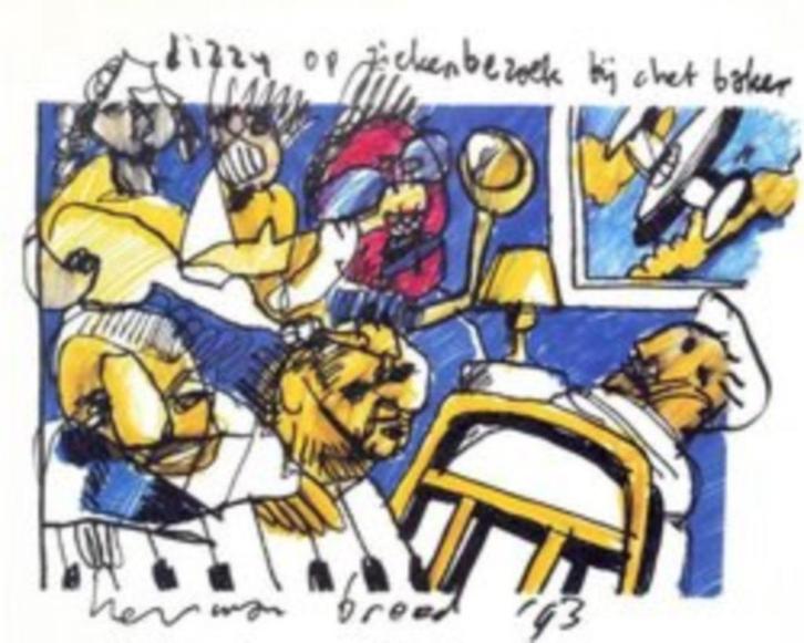 Herman Brood litho Chet Baker Dizzy Gilespie, Antiek en Kunst, Kunst | Litho's en Zeefdrukken, Ophalen of Verzenden