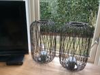 2 metalen windlichten windlicht kandelaar lantaarn lantaren, Ophalen of Verzenden, Zo goed als nieuw, Metaal, 25 tot 50 cm