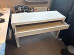 Wit bureau met glazen blad en lade Ikea, Huis en Inrichting, Tafels | Sidetables, Ophalen, Gebruikt, 100 tot 150 cm, Glas