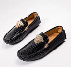 Zwarte heren slangenprint loafers schoenen mannen instappers, Verzenden, Nieuw, Zwart, Loafers