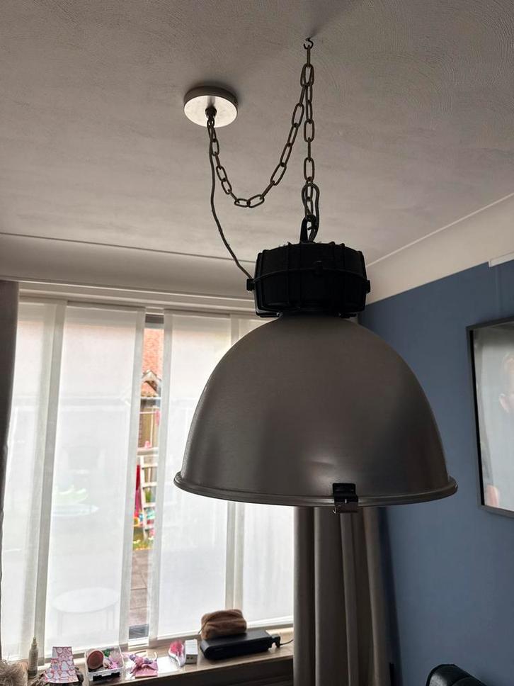 Industriële Hanglamp, Huis en Inrichting, Lampen | Hanglampen, Gebruikt, Minder dan 50 cm, Metaal, Ophalen