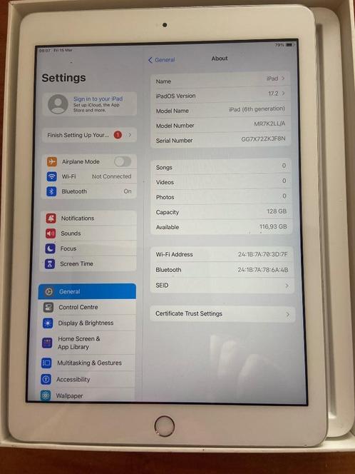 Ipad 2018 6e generatie 128gb 9,7 inch retina hoesje /toetsbr, Computers en Software, Apple iPads, Gebruikt, Apple iPad Pro, Wi-Fi