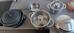 Pannen en braadpannen, Huis en Inrichting, Keuken | Potten en Pannen, Ophalen, Gebruikt, Rvs, Pannenset