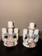 Vintage Porseleinen Kandelaars - Set van 2, Overige materialen, Gebruikt, Wit, Ophalen of Verzenden