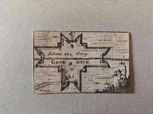 Zeldzame mini gravure Gorredijk - authentiek 340 jr oud!, Antiek en Kunst, Kunst | Etsen en Gravures, Ophalen of Verzenden