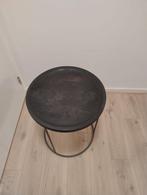 Ronde bijzettafel hout en metaal, Huis en Inrichting, Tafels | Bijzettafels, Minder dan 45 cm, Minder dan 55 cm, Gebruikt, Rond