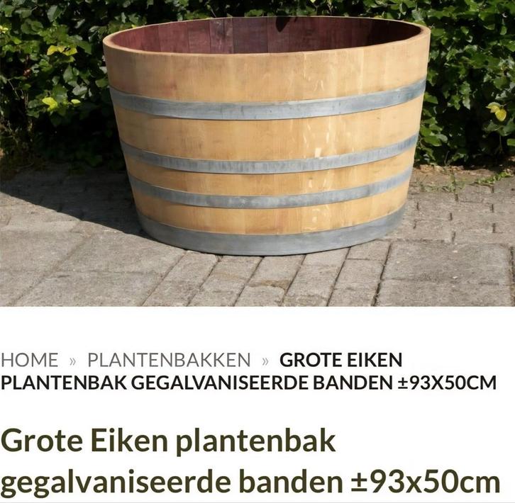 grote eikenhouten bloembak doorsnee 93cm!!, Tuin en Terras, Bloembakken en Plantenbakken, Nieuw, Hout, 30 tot 60 cm, 60 tot 100 cm