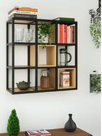 Industriële wandkast met houten vakken, Ophalen, Met plank(en), Gebruikt, Minder dan 150 cm