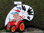 Geboorteborden o.a. baby op tractor met ooievaar., Kinderen en Baby's, Kraamcadeaus en Geboorteborden, Ophalen, Nieuw, Geboortebord