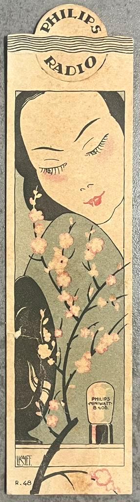 fraaie vooroorlogse boekenlegger L. Kalff Philips radiolamp beschikbaar voor biedingen