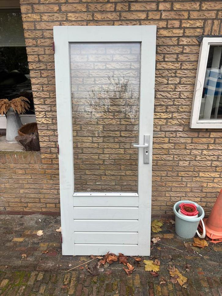 Achterdeur met glas en cilinder 201,5 x 82,5, Doe-het-zelf en Verbouw, Deuren en Horren, Gebruikt, Buitendeur, 200 tot 215 cm