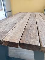 Eettafel en bank van azobe oude scheepsdek delen., Ophalen, Gebruikt, 200 cm of meer, 50 tot 100 cm