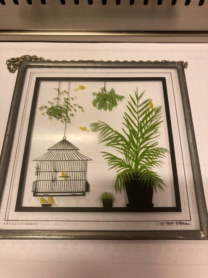 Coos Storm Raamhanger Vogelkooi Glas, Antiek en Kunst, Curiosa en Brocante, Verzenden