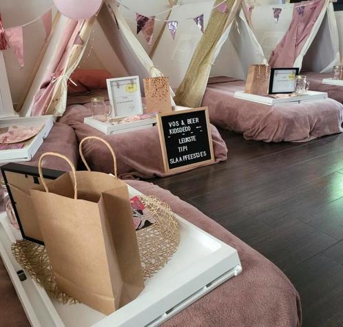 Slaapfeestje kinderfeest tipitentjes compleet, Hobby en Vrije tijd, Feestartikelen | Verhuur, Nieuw, Verjaardag, Ophalen